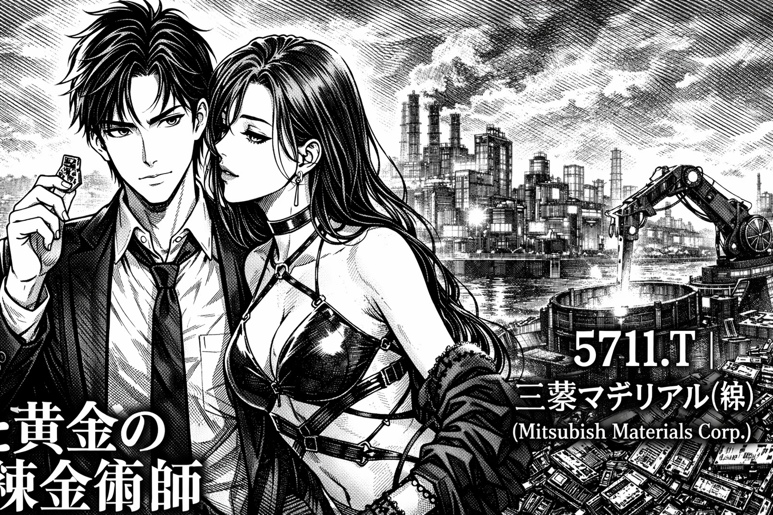 5711 三菱マテリアル (Mitsubishi Materials) 的株価推移与日経平均株価的大盘联动分析。在円安 (Yen Depreciation) 与通胀背景下，探索有色金属板块 (非鉄金属セクター) 的宏观叙事。这张“株神降临”的视觉图揭示了都市矿山 (Urban Mining) 概念股在当前时価総額下的真实分量，以及市场对未来景気 (Economic Sentiment) 的直观映射。