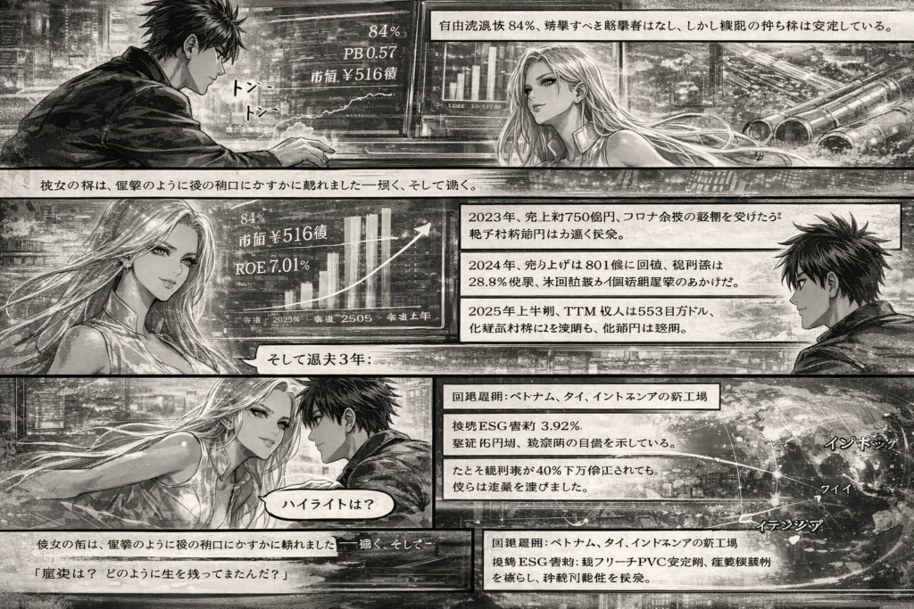 4078.T 決算・業績・配当の物語. 堺化学工業の電子材料（誘電体粉末）・酸化亜鉛・PVC安定剤・触媒・医薬（バリウム造影剤）が静かに支撑结构. 営業利益・純利益・ROE・PBの低位像被隐藏的价值. 配当方針と増配の判断，带着风暴前仍敢点火的冷意.