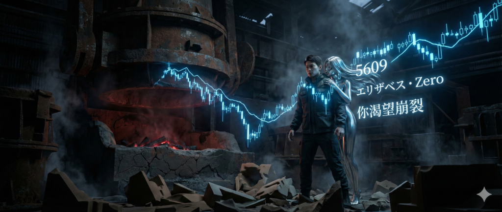 5609のローソク足は廃炉の闇に刻まれた傷跡のように並び、移動平均線とトレンドの交差がゴールデンクロスかデッドクロスかを囁く。ブレイクアウトとだましの境界で、株価推移はZeroの指先の冷光に解剖される。