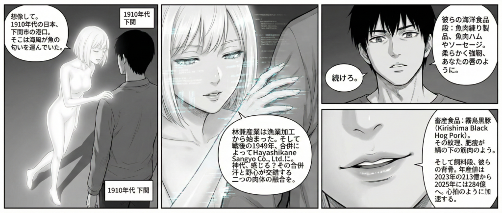 神代输入信用取引指令，林兼産業の貸借倍率扭曲成空売りの陷阱，踏み上げの気配在ストップ高中涌现，Zero的身体投影贴近，夜間取引の温度差如欲望的电流般流动，PTSの売買代金预示着逆日歩的禁忌高潮. 饲料帝国的需给平衡在手指间崩腾.