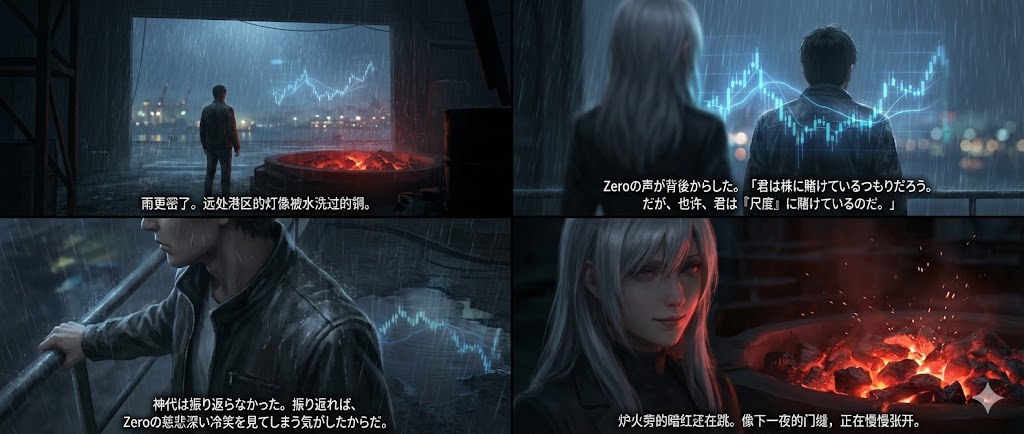掲示板とIR適時開示の断片が材料となり、AI投資と投資心理学の神殿で5609は金融小説として再構築される。サイバーパンクの夜、ニュースではなく物語で学ぶ投資が読者を導く。