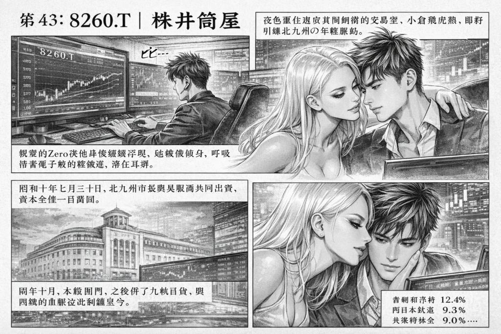 8260.T 井筒屋 ローソク足チャート分析。370円から519円高値圏への急騰トレンド、出来高薄商いとボラティリティ拡大、テクニカル分析で見る上値抵抗と短期過熱サイン。